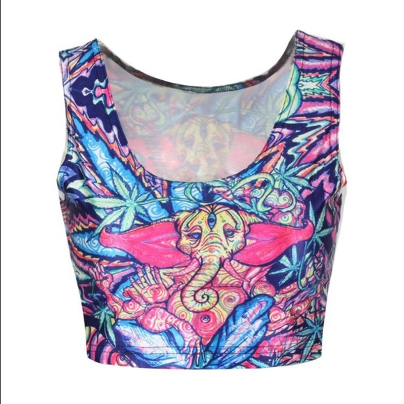 Trippy elephant crop top