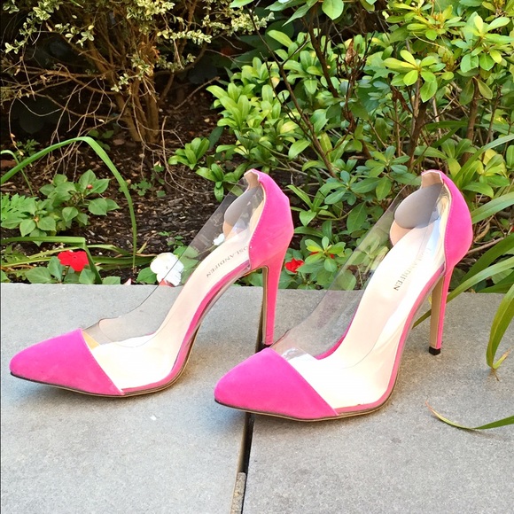 clear pink pumps