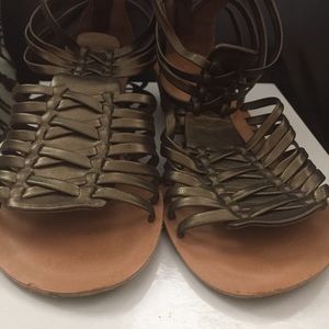 Bronze colored gladiator sandals