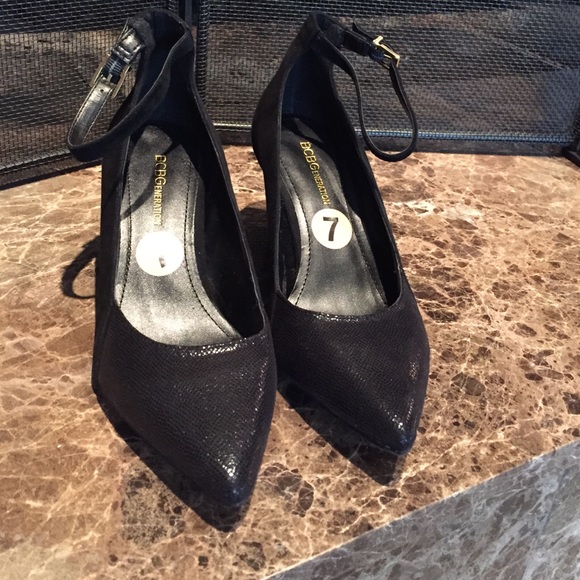 Black wedge heels with ankle straps