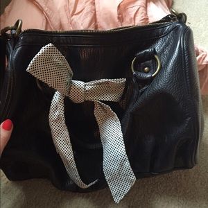 Black leather bag