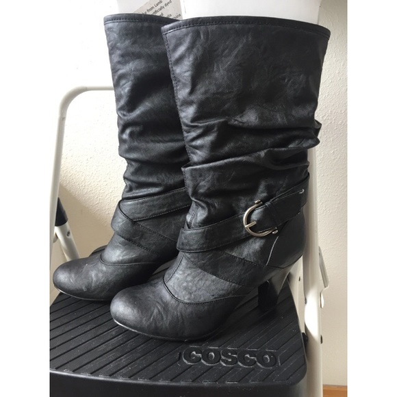 Cathy Jean Leather High Heel Boot with Buckle