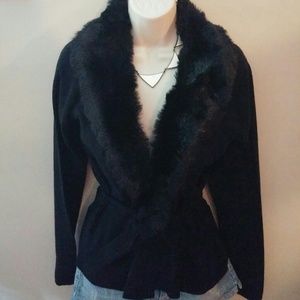 Faux Fur Collared Shirt/Thin Sweater Worn 1 TIME!