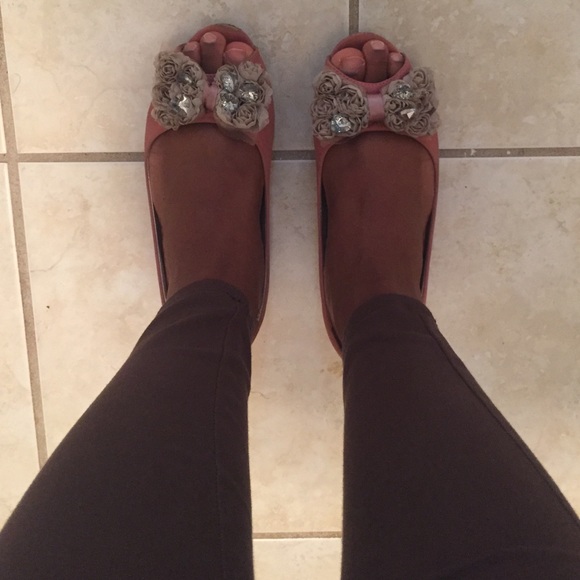 Pink floral flats