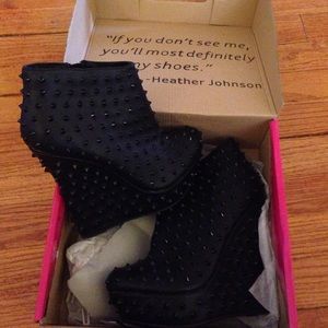Full studded wedge heel kick a** ankle booties