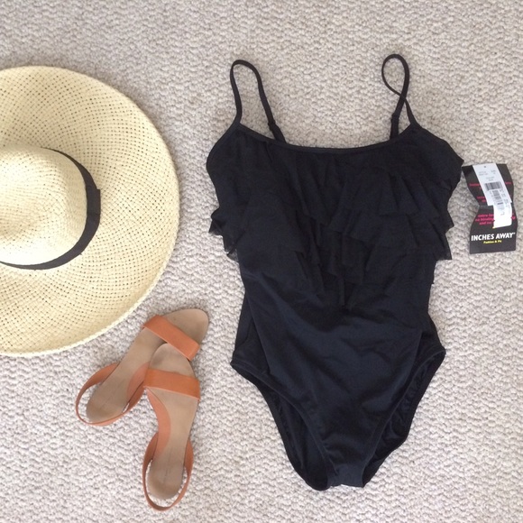NWT Inches Away Black One Piece Swim Suit