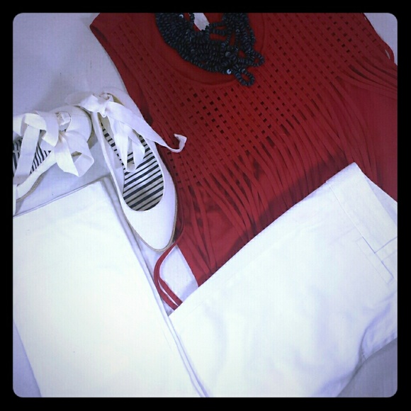 J. Crew City Fit Stretch White Cropped Pants