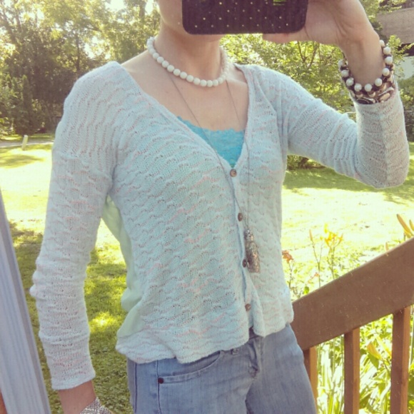 Francesca's Knit with Semisheer Cardigan