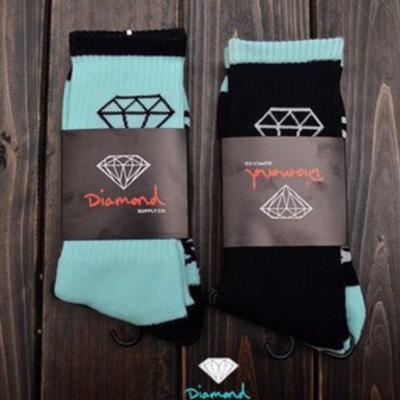 Black and turquoise diamond socks