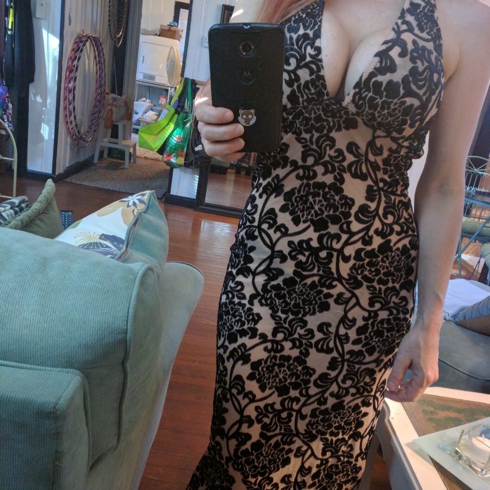 Custom Made Sheer Velvet Burnout Gown SUPER SALE!
