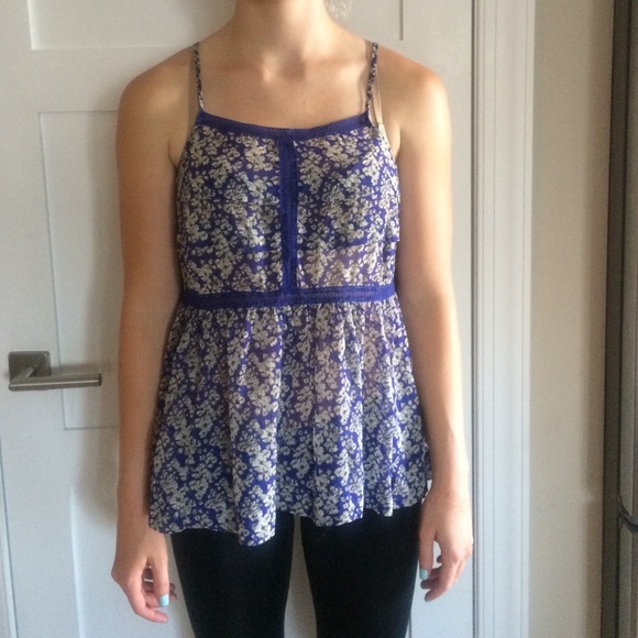 blue silk tank top