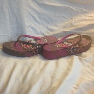 Ed Hardy wedge flip flop
