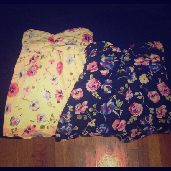 Abercrombie & Fitch floral blue/yellow tube tops - Picture 1 of 4