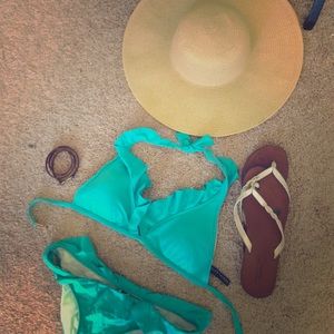 Ralph Lauren Blue Green Ruffle Bikini