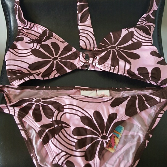 NWT hawaiian pink/purple & brown bikini