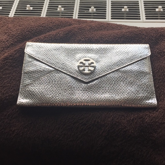 Tory Burch silver clutch