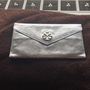 Tory Burch silver clutch