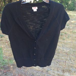 Black Short-Sleeve Cardigan
