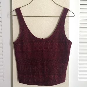 Burgundy Hollister Tribal Crop Top