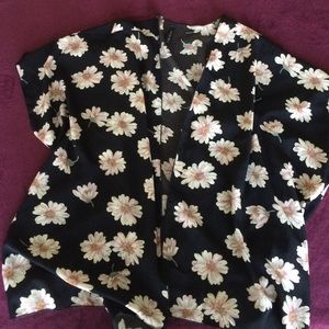 Black floral kimono cardigan