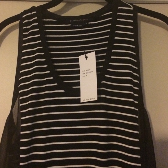 Striped black and white racer back top