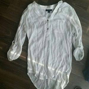 White high low sheer blouse
