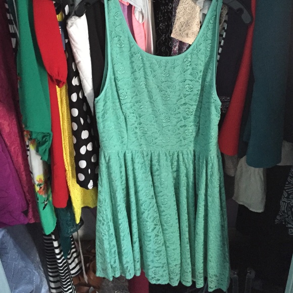Turquoise lace dress