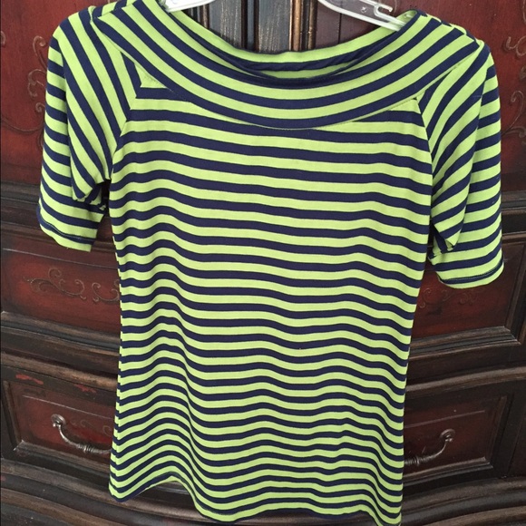 Navy and green knit top