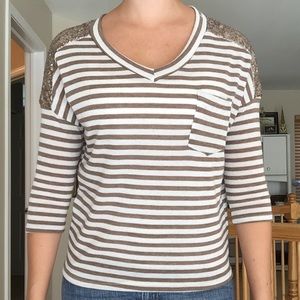 Blu Pepper Sequined Shoulder Top