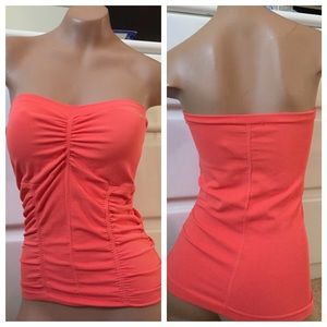 Bebe Ruched Coral Strapless/Tube Top