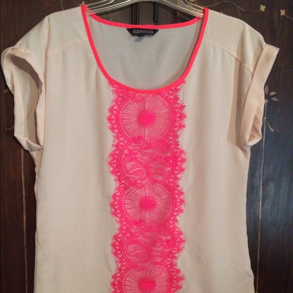 Express neon pink lace blouse