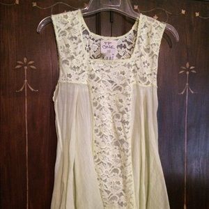Free People lime green lace top