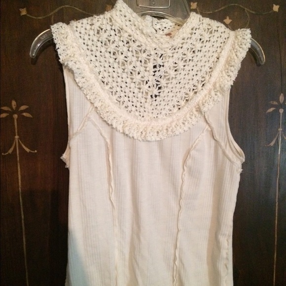 Free People cream lace top