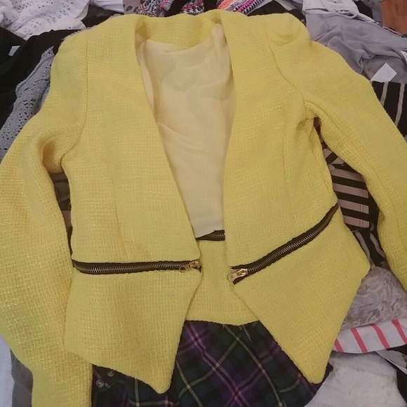 sheinside Jackets & Blazers - Yellow blazer/coat