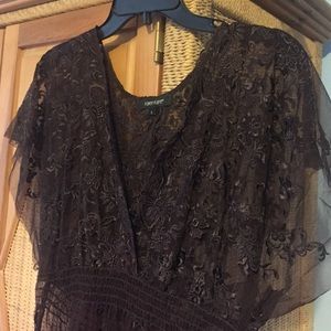 See through blouse in brownish-eggplant