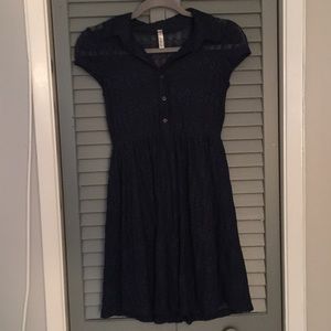 Navy blue laced collard dress