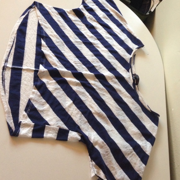 Cropped Navy and Lace Top