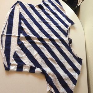 Cropped Navy and Lace Top