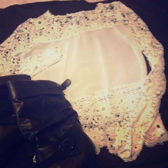 White lace/sheer top