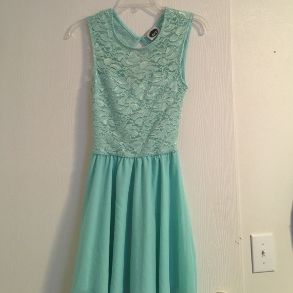 Teal open back dress