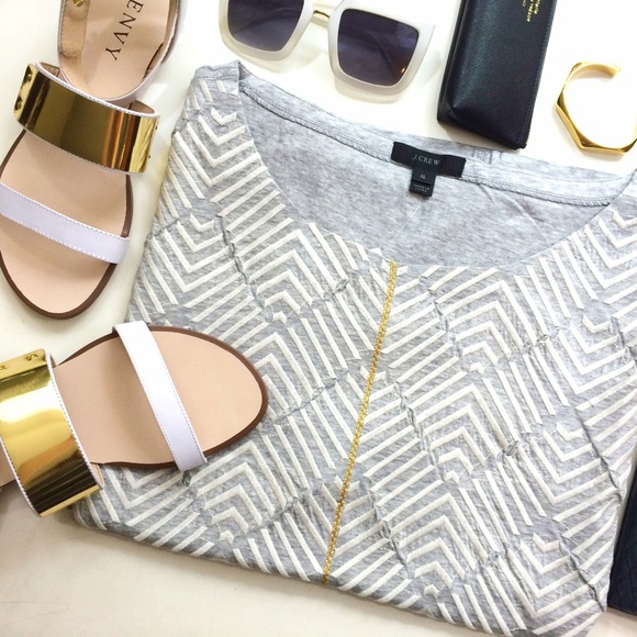 J. Crew Tops - Gray Chevron Embroidered Top