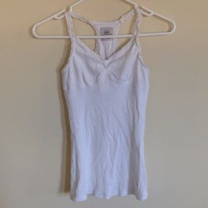 White racerback ruffle tank