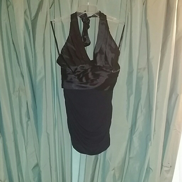 Bebe black satin mini dress