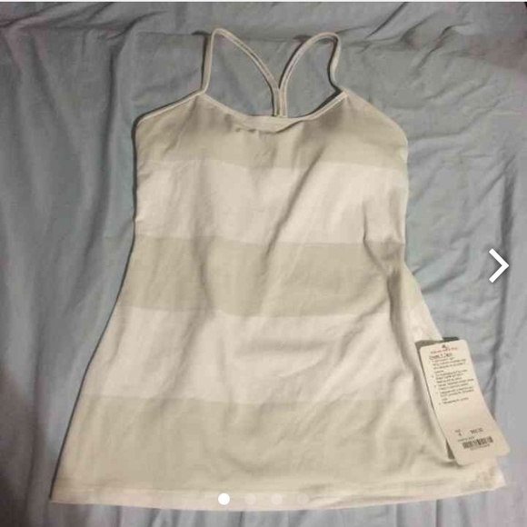 Lululemon Grey and White Striped Power Y Tank