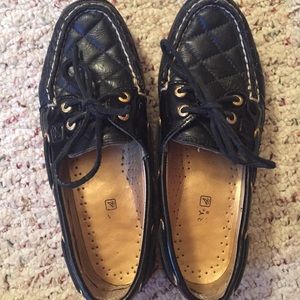 Sperry top-spider black quilted leather flats