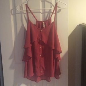 Sheer pink top, two layers