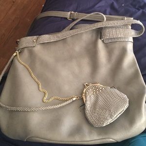 Gray and gold large purse