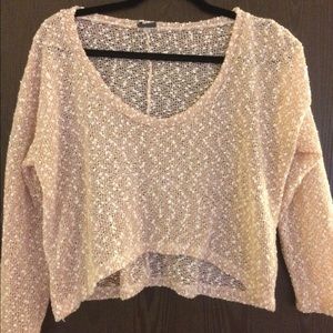 Sparkle & Fade pink and white cropped sweater