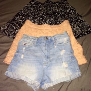 1 pair of Hollister shorts & 2 pairs of Forever 21