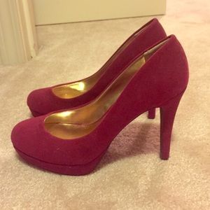 Dark Red Velvet Heels